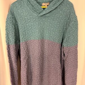 Tasso Elba Teal and Lavender Cable-Knit Shawl Collar Cardigan